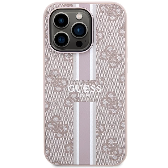 Чехол Guess 4G Printed Stripes для iPhone 15 Pro Pink with MagSafe (GUHMP15LP4RPSP)