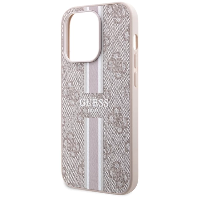 Чехол Guess 4G Printed Stripes для iPhone 15 Pro Pink with MagSafe (GUHMP15LP4RPSP)