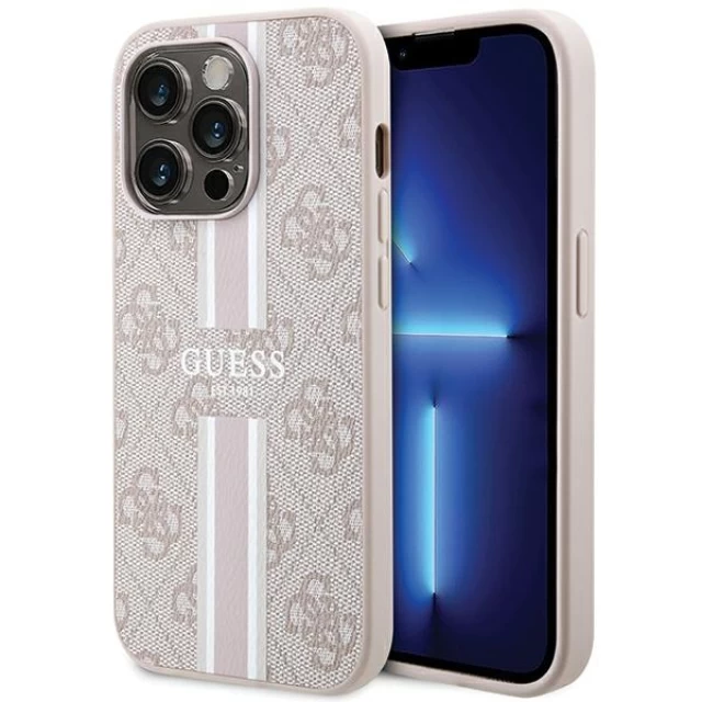 Чохол Guess 4G Printed Stripes для iPhone 15 Pro Max Pink with MagSafe (GUHMP15XP4RPSP)