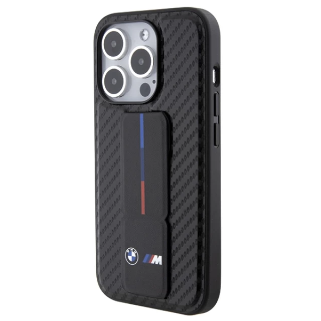 Чохол BMW Grip Stand Smooth & Carbon для iPhone 15 Pro Black (BMHCP15LGSPCCK)