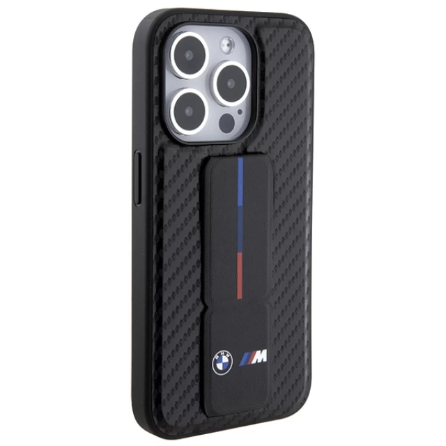 Чохол BMW Grip Stand Smooth & Carbon для iPhone 15 Pro Black (BMHCP15LGSPCCK)