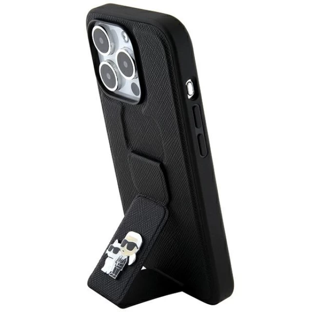 Чохол Karl Lagerfeld Gripstand Saffiano Karl&Choupette Pins для iPhone 13 | 13 Pro Black (KLHCP13LGSAKCPK)
