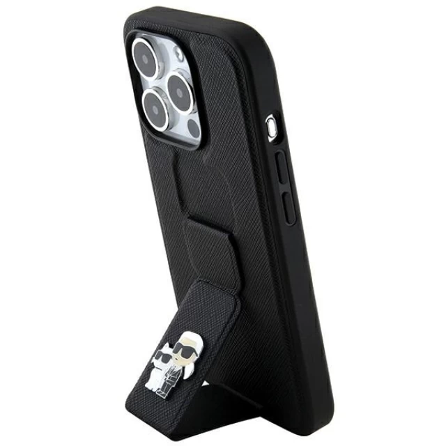 Чохол Karl Lagerfeld Gripstand Saffiano Karl&Choupette Pins для iPhone 14 Pro Max Black (KLHCP14XGSAKCPK)