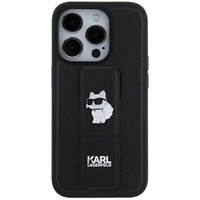 Чохол Karl Lagerfeld Gripstand Saffiano Choupette Pins для iPhone 11 | XR Black (KLHCN61GSACHPK)