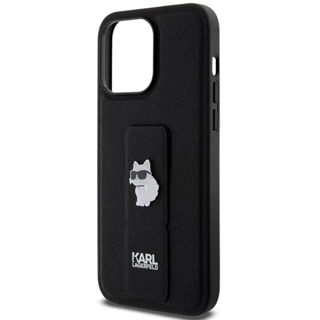 Чехол Karl Lagerfeld Gripstand Saffiano Choupette Pins для iPhone 13 Pro Max Black (KLHCP13XGSACHPK)