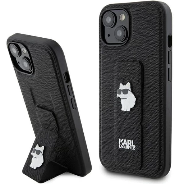 Чехол Karl Lagerfeld Gripstand Saffiano Choupette Pins для iPhone 15 Plus Black (KLHCP15MGSACHPK)