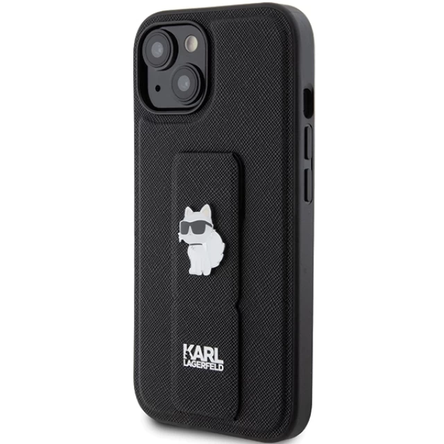 Чехол Karl Lagerfeld Gripstand Saffiano Choupette Pins для iPhone 15 Plus Black (KLHCP15MGSACHPK)