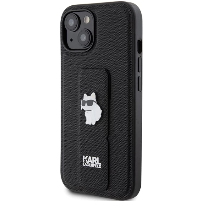 Чохол Karl Lagerfeld Gripstand Saffiano Choupette Pins для iPhone 15 Plus Black (KLHCP15MGSACHPK)