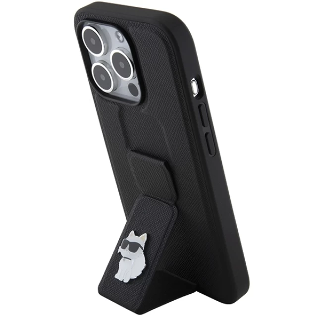 Чохол Karl Lagerfeld Gripstand Saffiano Choupette Pins для iPhone 15 Pro Max Black (KLHCP15XGSACHPK)