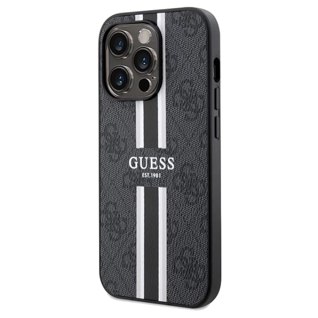 Чохол Guess 4G Printed Stripes для iPhone 15 Pro Black with MagSafe (GUHMP15LP4RPSK)