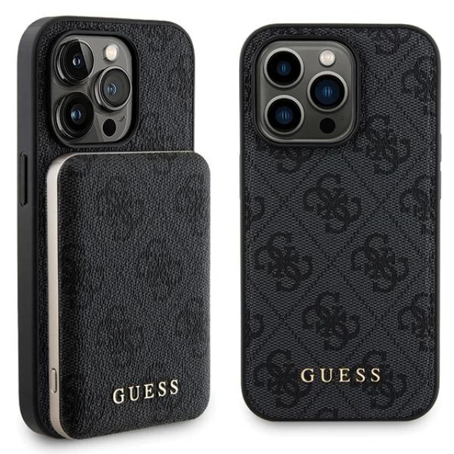 Чехол Guess 4G Metal Logo Hardcase and Powerbank 5000mAh для iPhone 13 Pro Black with MagSafe (GUBPM5P13L4GEMGK)