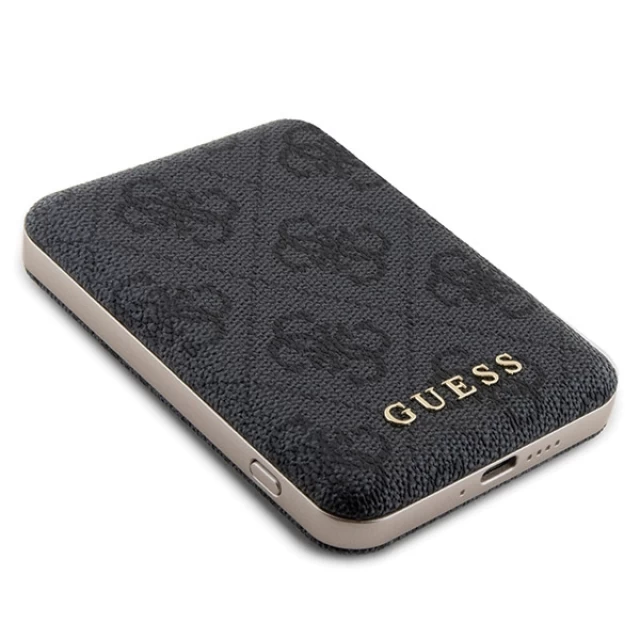 Чехол Guess 4G Metal Logo Hardcase and Powerbank 5000mAh для iPhone 15 Pro Black with MagSafe (GUBPM5P15L4GEMGK)
