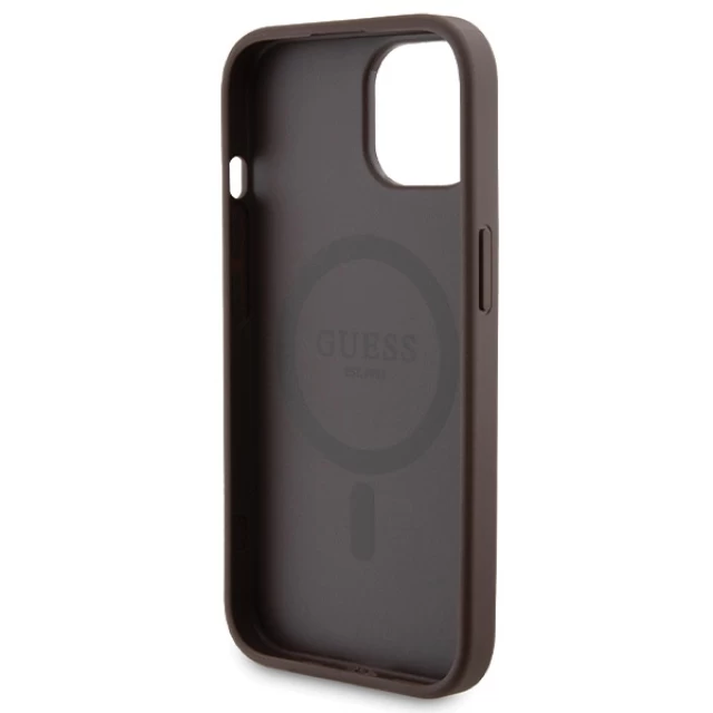 Чехол Guess 4G Metal Logo Hardcase and Powerbank 5000mAh для iPhone 15 Brown with MagSafe (GUBPM5P15S4GEMGW)
