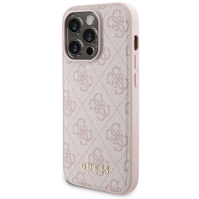 Чехол Guess 4G Metal Logo Hardcase and Powerbank 5000mAh для iPhone 14 Pro Pink with MagSafe (GUBPM5P14L4GEMGP)