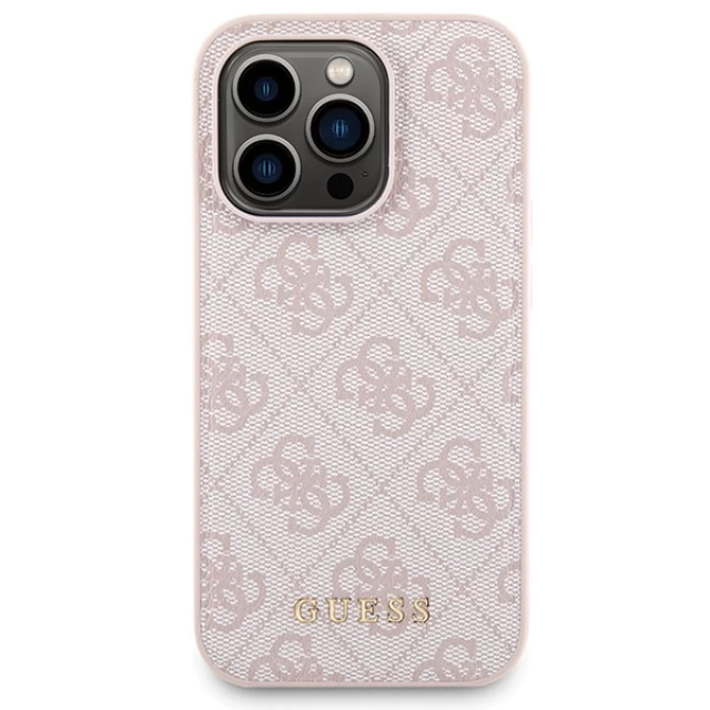 Чехол Guess 4G Metal Logo Hardcase and Powerbank 5000mAh для iPhone 14 Pro Pink with MagSafe (GUBPM5P14L4GEMGP)