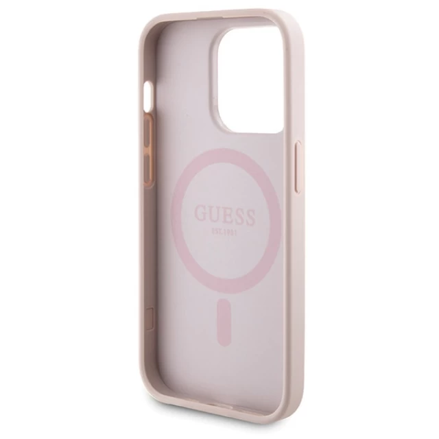 Чехол Guess 4G Metal Logo Hardcase and Powerbank 5000mAh для iPhone 14 Pro Pink with MagSafe (GUBPM5P14L4GEMGP)