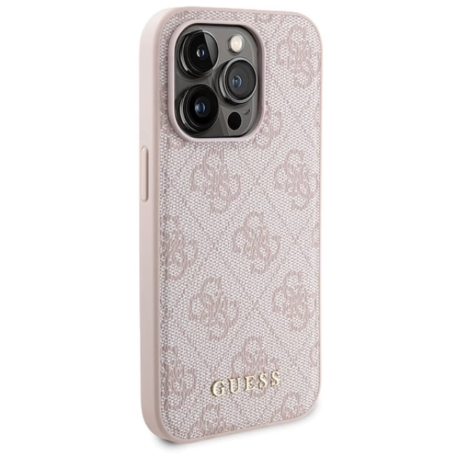 Чехол Guess 4G Metal Logo Hardcase and Powerbank 5000mAh для iPhone 15 Pro Pink with MagSafe (GUBPM5P15L4GEMGP)