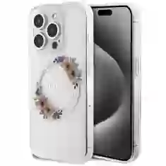 Чехол Guess IML Flowers Wreatch для iPhone 15 Pro Max Transparent with MagSafe (GUHMP15XHFWFCT)