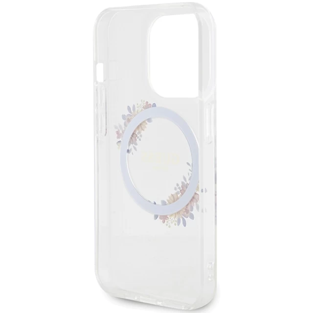 Чохол Guess IML Flowers Wreatch для iPhone 15 Pro Max Transparent with MagSafe (GUHMP15XHFWFCT)