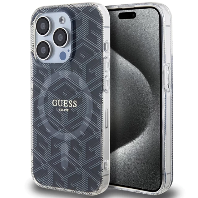 Чохол Guess IML GCube для iPhone 15 Pro Black with MagSafe (GUHMP15LHGCUSTGK)