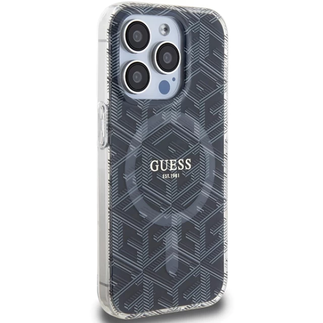 Чехол Guess IML GCube для iPhone 15 Pro Black with MagSafe (GUHMP15LHGCUSTGK)