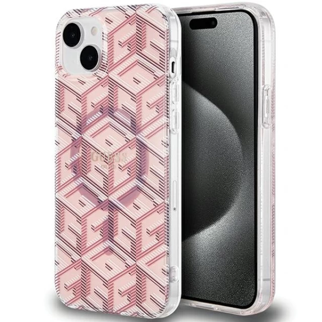 Чехол Guess IML GCube для iPhone 15 Plus | 14 Plus Pink with MagSafe (GUHMP15MHGCUSTGP)