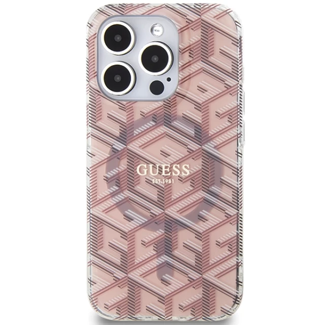 Чохол Guess IML GCube для iPhone 15 Pro Pink with MagSafe (GUHMP15LHGCUSTGP)