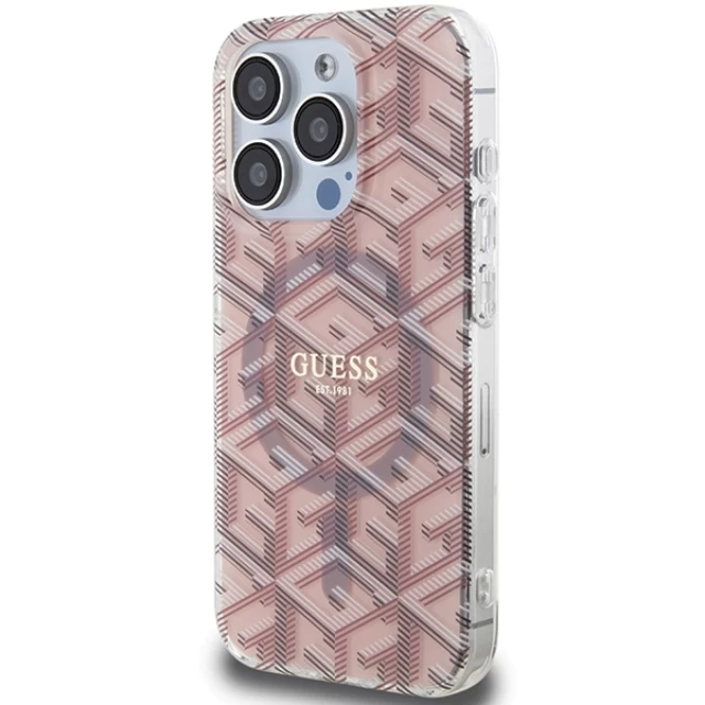 Чехол Guess IML GCube для iPhone 15 Pro Max Pink with MagSafe (GUHMP15XHGCUSTGP)