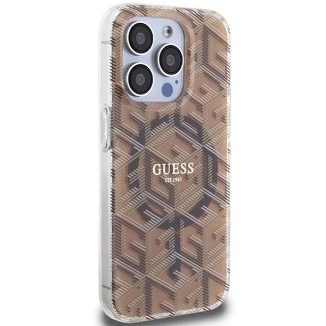 Чохол Guess IML GCube для iPhone 15 Pro Max Brown with MagSafe (GUHMP15XHGCUSTGW)