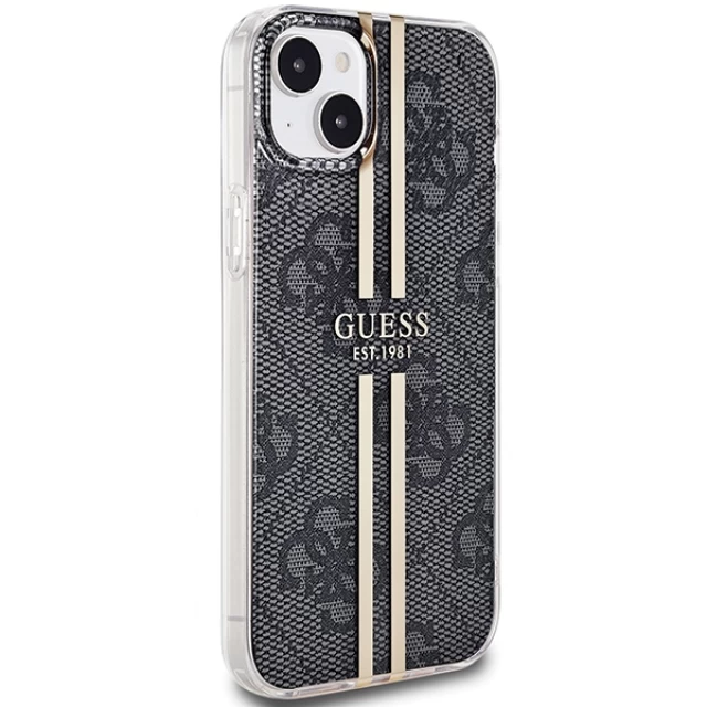 Чехол Guess IML 4G Gold Stripe для iPhone 15 | 14 | 13 Black (GUHCP15SH4PSEGK)