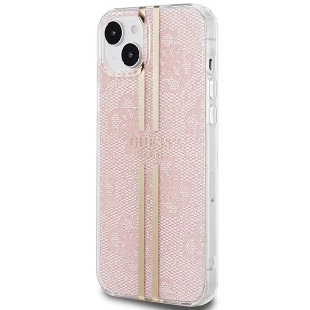 Чехол Guess IML 4G Gold Stripe для iPhone 15 Plus | 14 Plus Pink (GUHCP15MH4PSEGP)