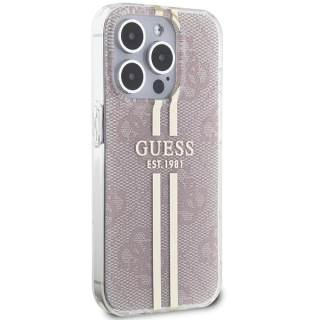 Чохол Guess IML 4G Gold Stripe для iPhone 15 Pro Pink (GUHCP15LH4PSEGP)