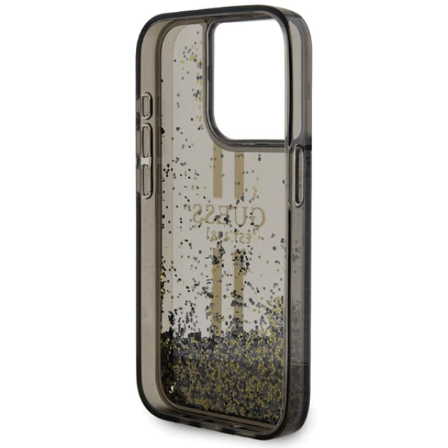 Чохол Guess Liquid Glitter Gold Stripes для iPhone 15 Pro Max Black (GUHCP15XLFCSEGK)