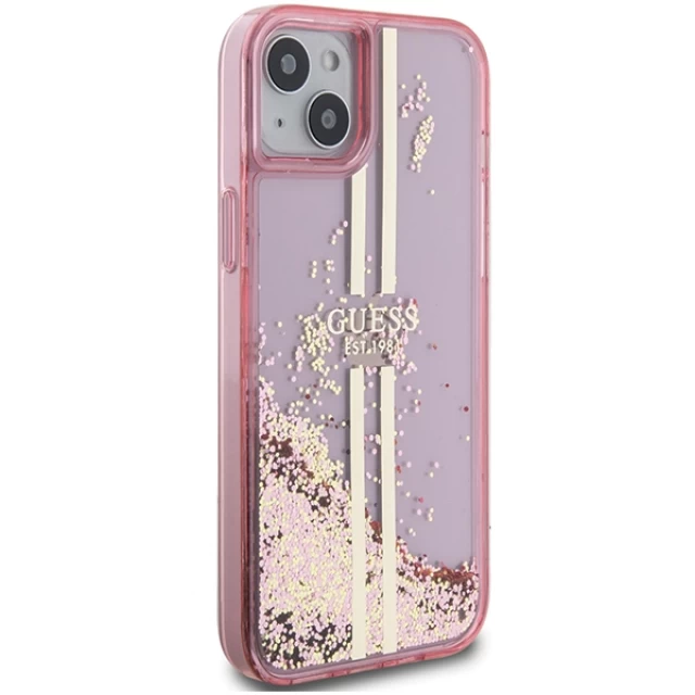Чохол Guess Liquid Glitter Gold Stripes для iPhone 15 | 14 | 13 Pink (GUHCP15SLFCSEGP)