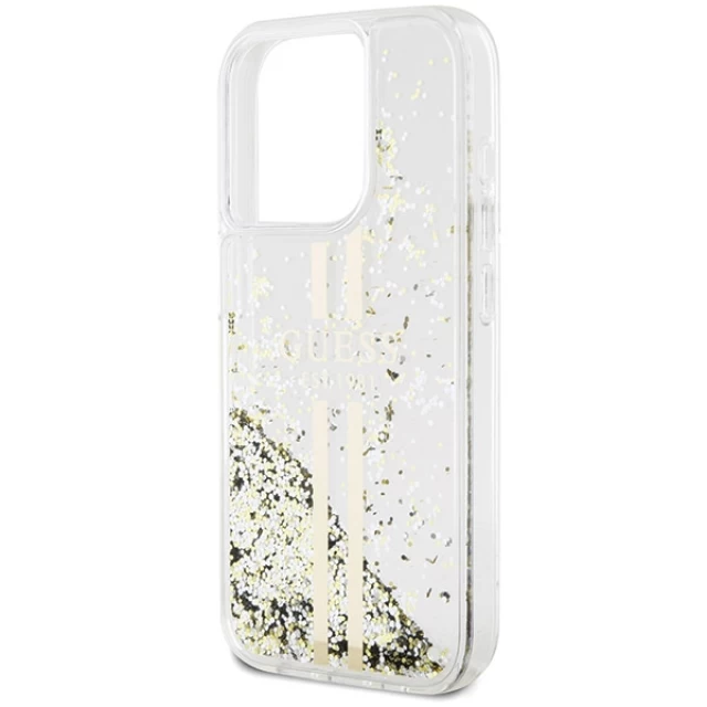 Чохол Guess Liquid Glitter Gold Stripes для iPhone 15 Pro Transparent (GUHCP15LLFCSEGT)