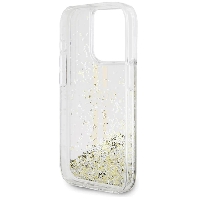 Чехол Guess Liquid Glitter Gold Stripes для iPhone 15 Pro Max Transparent (GUHCP15XLFCSEGT)