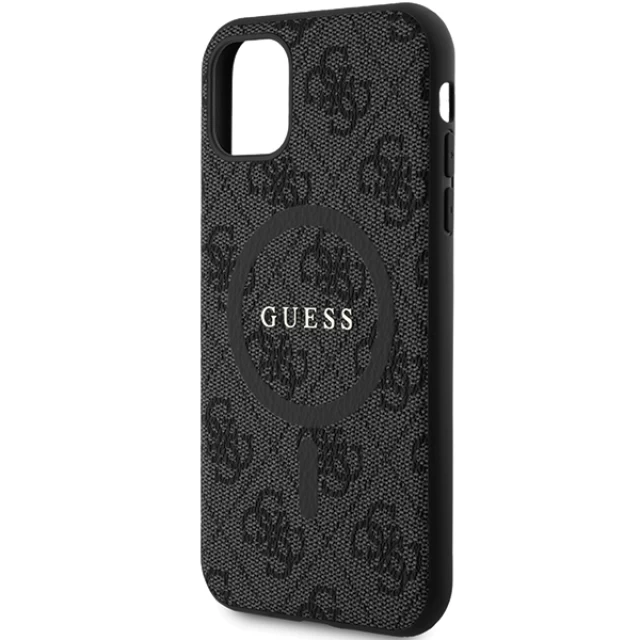Чохол Guess 4G Collection Leather Metal Logo для iPhone 11 | XR Black with MagSafe (GUHMN61G4GFRK)