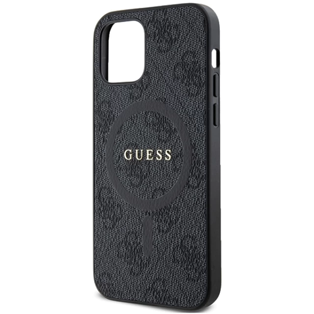 Чехол Guess 4G Collection Leather Metal Logo для iPhone 12 | 12 Pro Black with MagSafe (GUHMP12MG4GFRK)