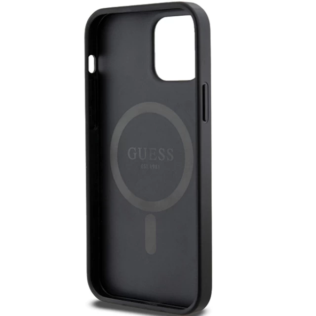 Чохол Guess 4G Collection Leather Metal Logo для iPhone 12 | 12 Pro Black with MagSafe (GUHMP12MG4GFRK)