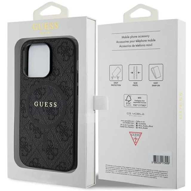 Чехол Guess 4G Collection Leather Metal Logo для iPhone 13 Pro Max Black with MagSafe (GUHMP13XG4GFRK)