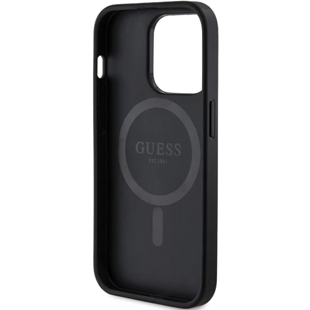 Чехол Guess 4G Collection Leather Metal Logo для iPhone 14 Pro Black with MagSafe (GUHMP14LG4GFRK)