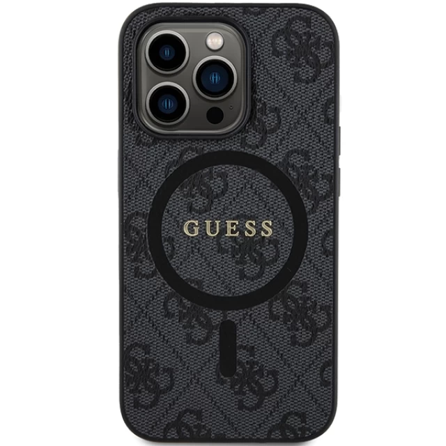 Чехол Guess 4G Collection Leather Metal Logo для iPhone 14 Pro Max Black with MagSafe (GUHMP14XG4GFRK)