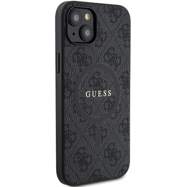 Чохол Guess 4G Collection Leather Metal Logo для iPhone 15 | 14 | 13 Black with MagSafe (GUHMP15SG4GFRK)