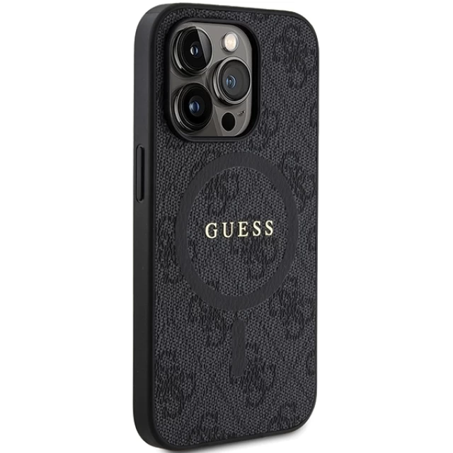 Чохол Guess 4G Collection Leather Metal Logo для iPhone 15 Pro Max Black with MagSafe (GUHMP15XG4GFRK)