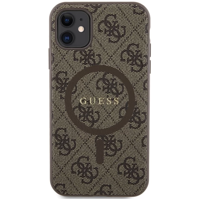 Чохол Guess 4G Collection Leather Metal Logo для iPhone 11 | XR Brown with MagSafe (GUHMN61G4GFRW)