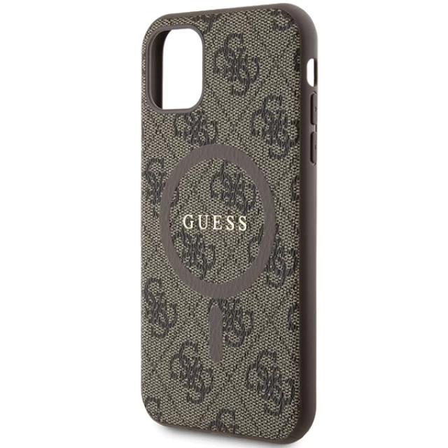Чехол Guess 4G Collection Leather Metal Logo для iPhone 11 | XR Brown with MagSafe (GUHMN61G4GFRW)