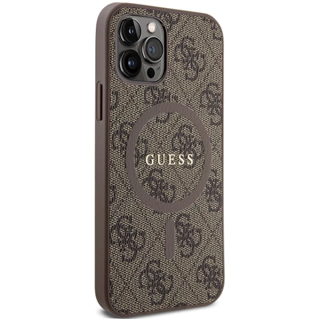 Чехол Guess 4G Collection Leather Metal Logo для iPhone 12 | 12 Pro Brown with MagSafe (GUHMP12MG4GFRW)