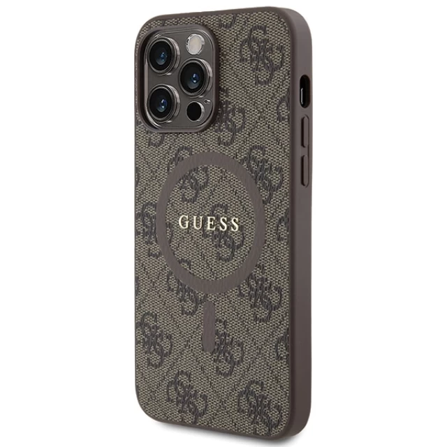 Чехол Guess 4G Collection Leather Metal Logo для iPhone 13 Pro Brown with MagSafe (GUHMP13LG4GFRW)