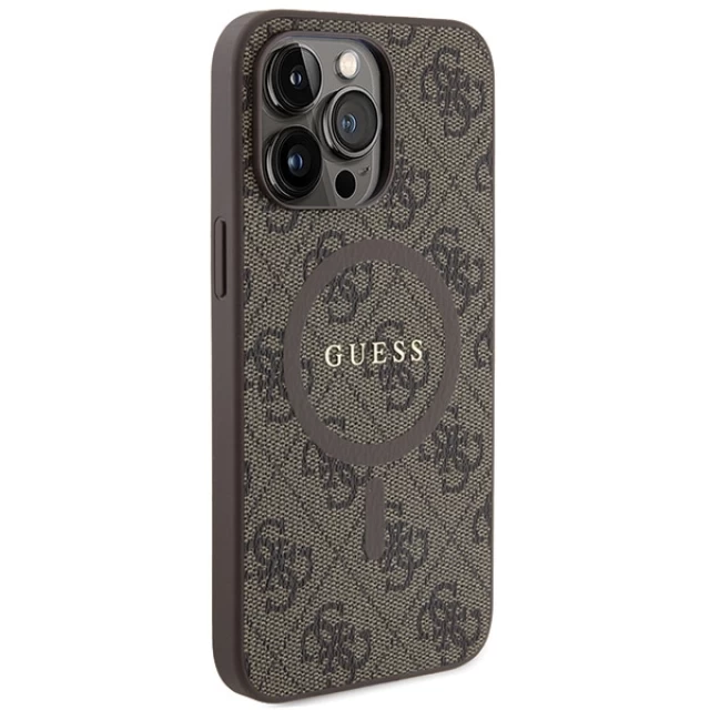 Чохол Guess 4G Collection Leather Metal Logo для iPhone 13 Pro Brown with MagSafe (GUHMP13LG4GFRW)