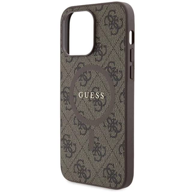Чехол Guess 4G Collection Leather Metal Logo для iPhone 13 Pro Brown with MagSafe (GUHMP13LG4GFRW)